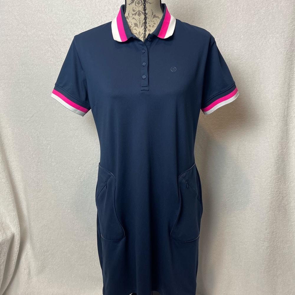G/FORE Navy Polo Dress with Pink and White Trim - Picture 5 of 7
